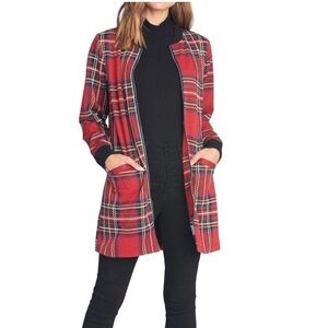 SANTUARY RAID Plaid Full Zip City Topper Coatigan Size XS